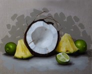 Coconut Half, Pineapple and Limes
